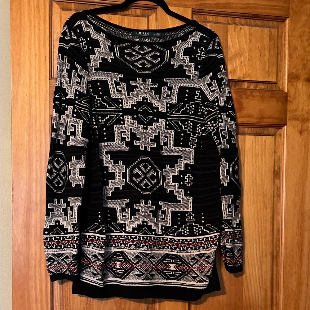 Ralph Lauren Black and Cream Knit Sweater